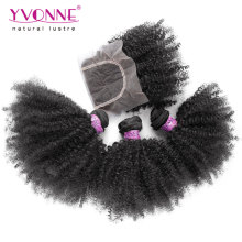 3 Bundles brasilianisches reines Haar mit Verschluss